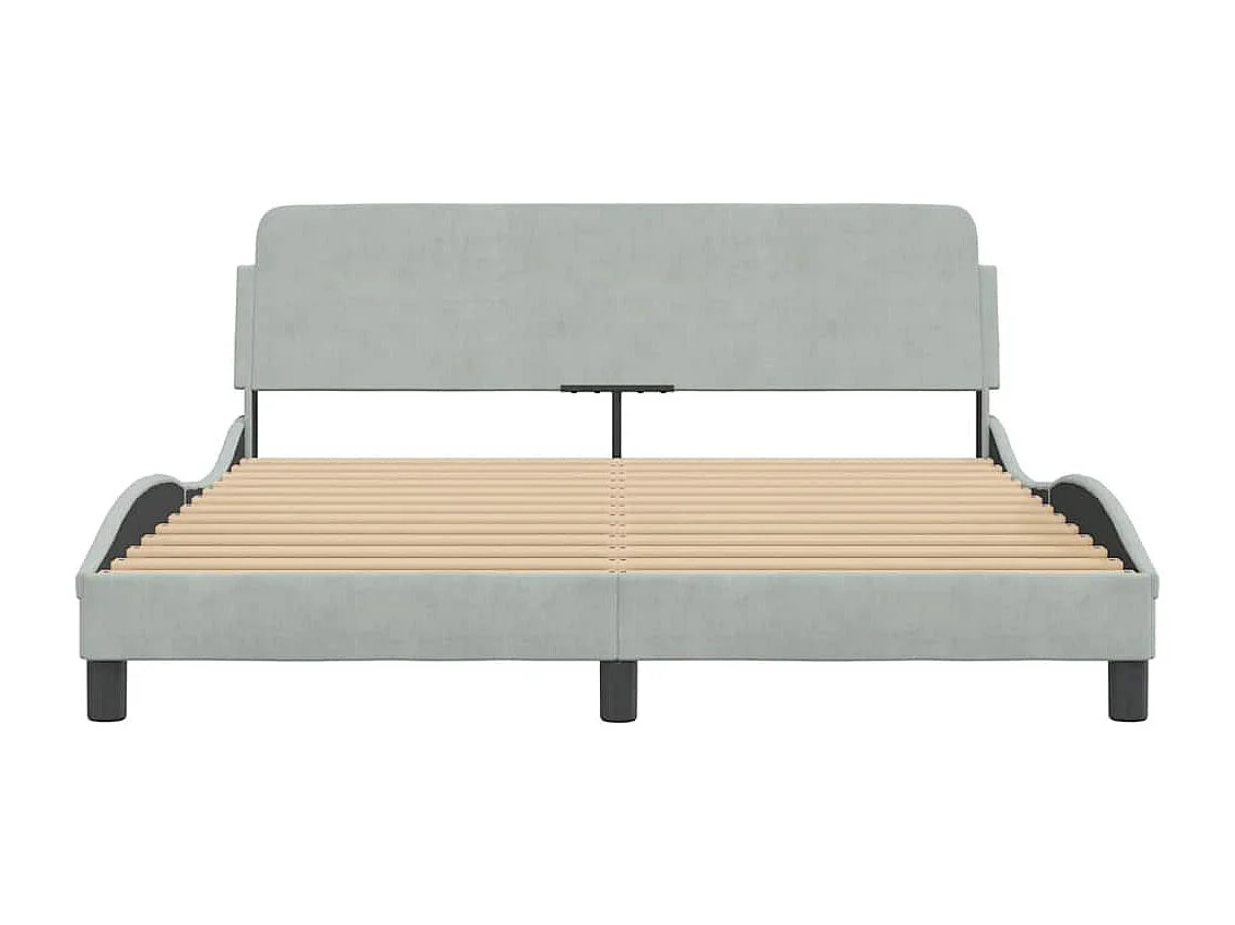 Cadre de lit Dover gris clair 160x200 cm velours