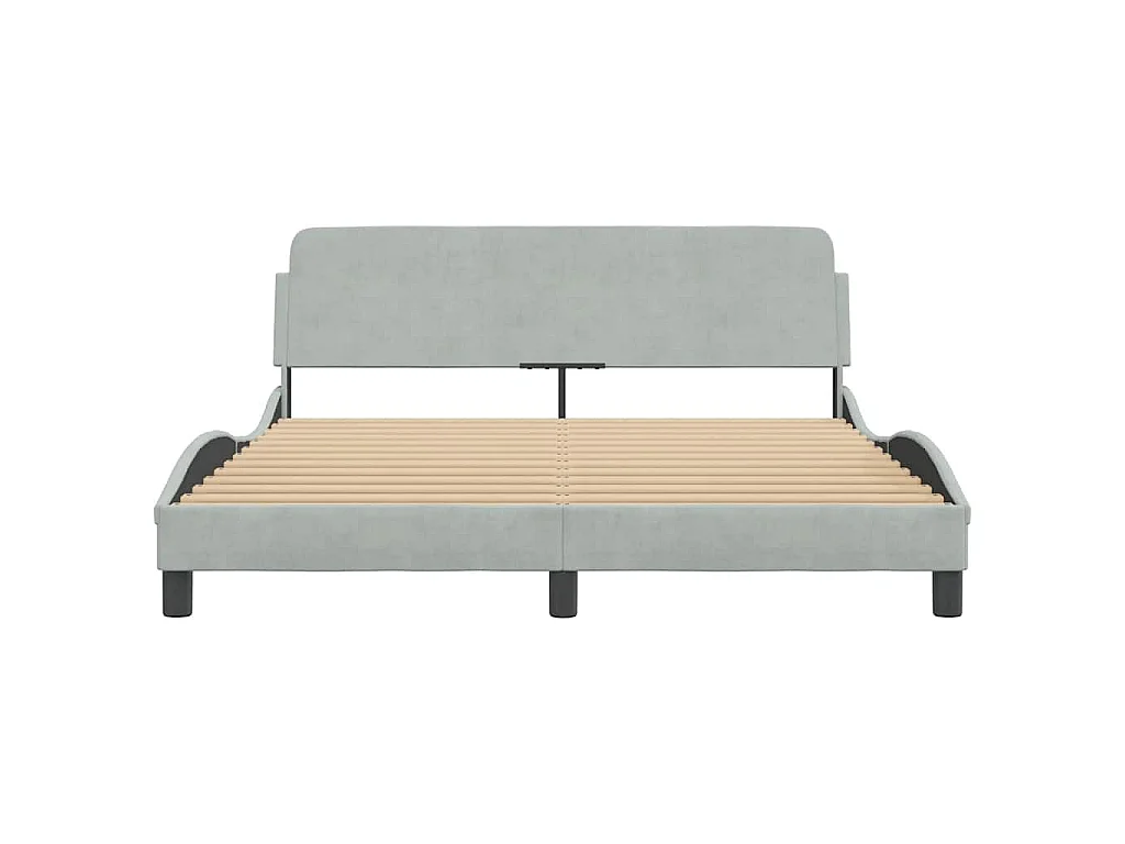 Cadre de lit Dover gris clair 160x200 cm velours