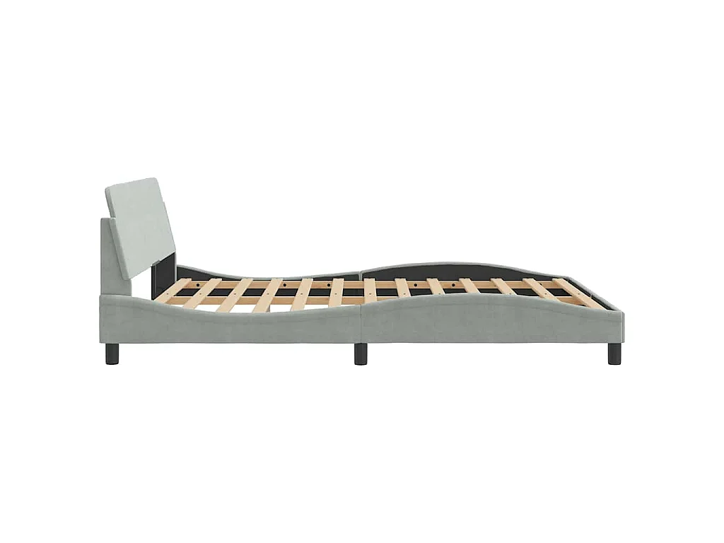 Cadre de lit Dover gris clair 160x200 cm velours