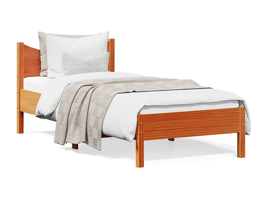 Bedframe zonder matras massief grenenhout wasbruin 75x190 cm