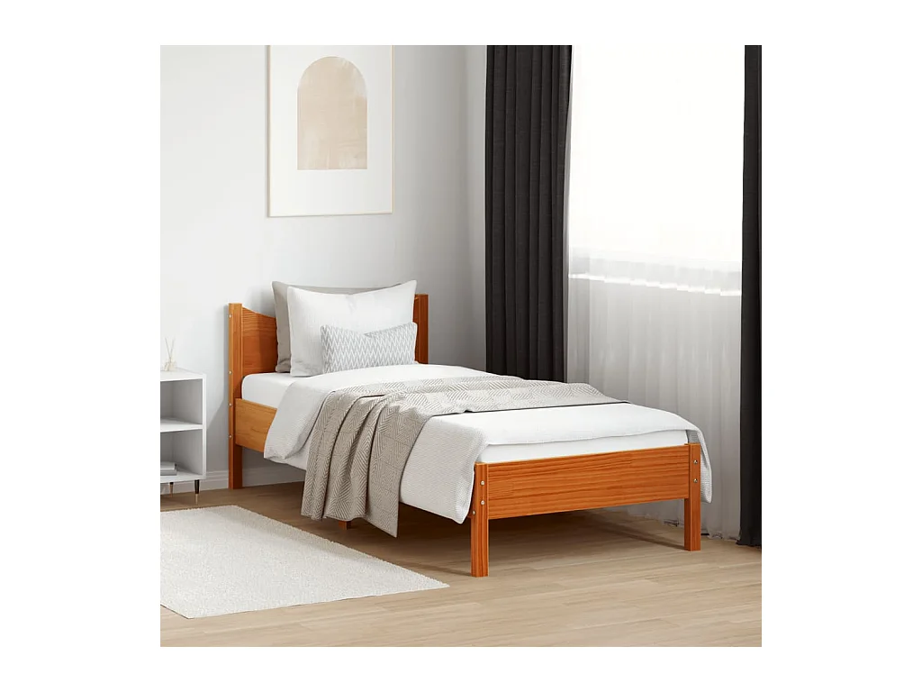 Massivholzbett ohne Matratze Wachsbraun 75x190 cm Kiefernholz