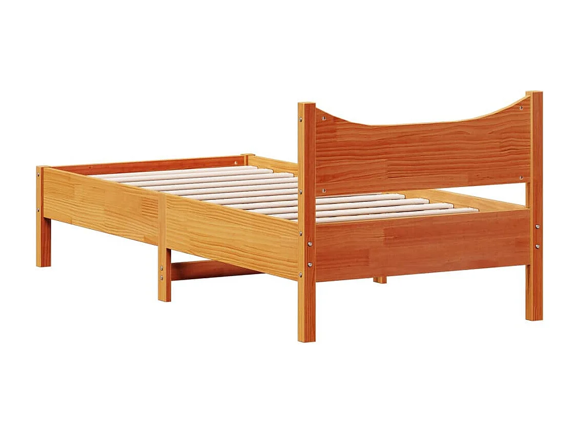 Cadre de lit sans matelas cire marron 75x190 cm bois pin massif