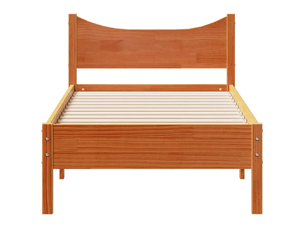 Bedframe zonder matras massief grenenhout wasbruin 75x190 cm
