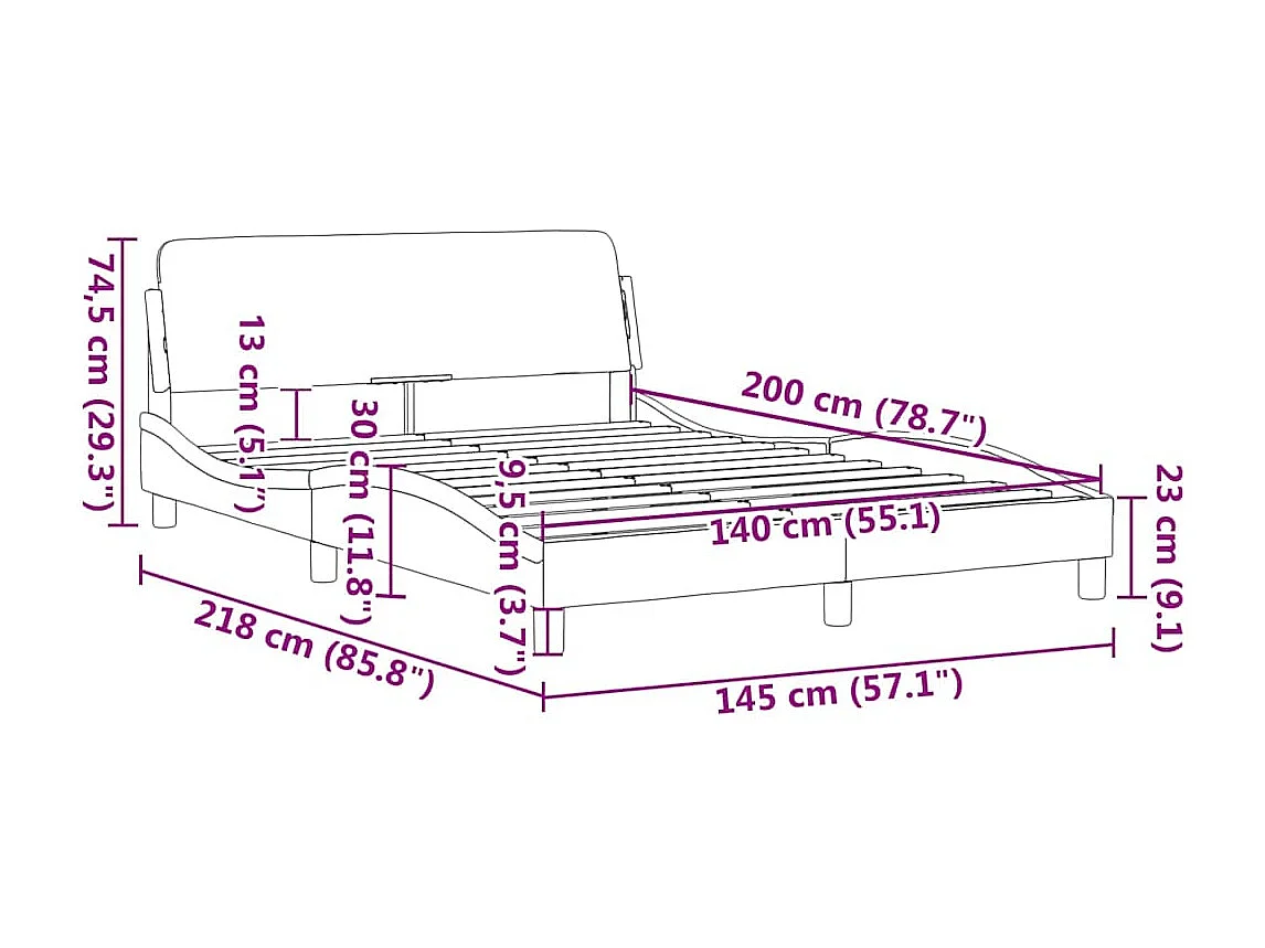 Bedframe "Dover" stof crèmekleurig 140x200 cm