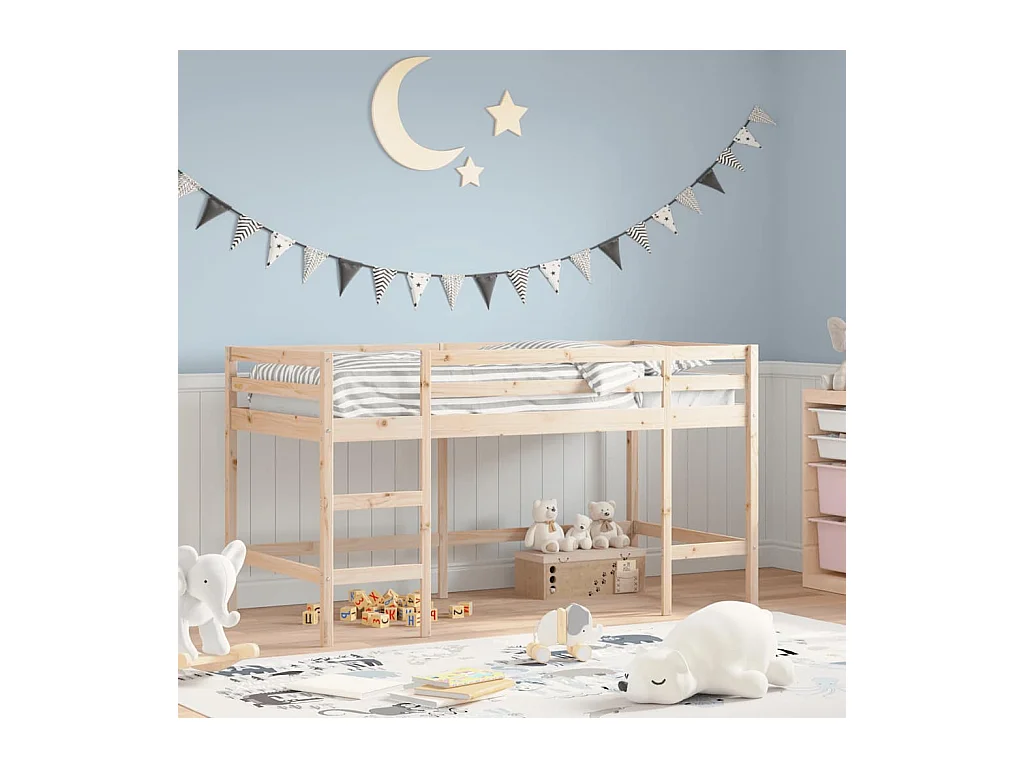 Lit mezzanine d'enfants sans matelas avec échelle 90x190 cm