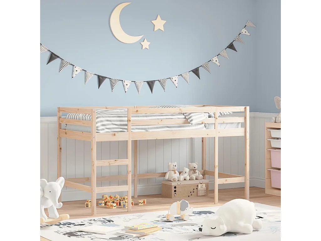 Lit mezzanine d'enfants sans matelas avec échelle 90x190 cm