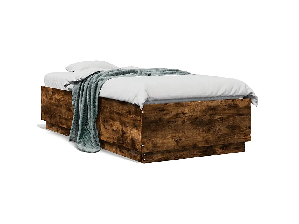 Cadre de lit sans matelas chêne fumé 90x190 cm