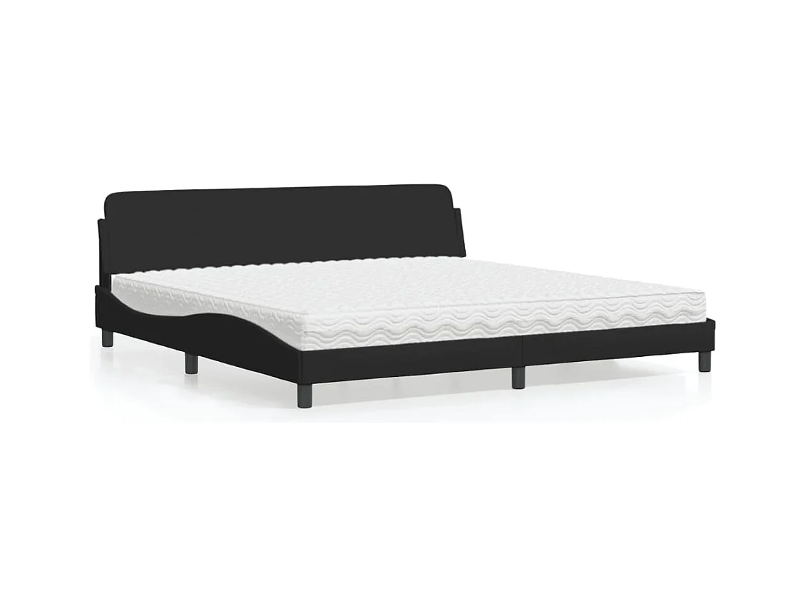 Lit avec matelas noir 200x200 cm tissu