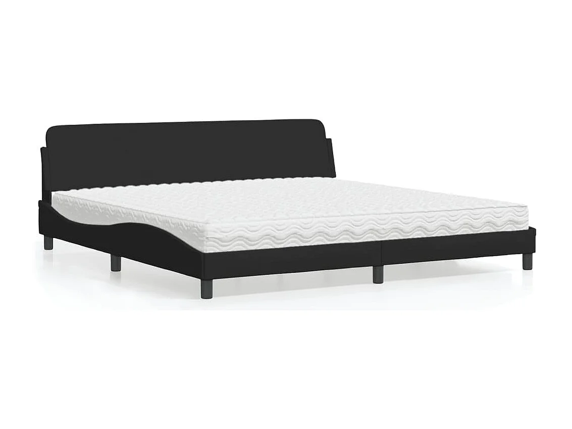 Lit avec matelas Dover noir 200x200 cm tissu