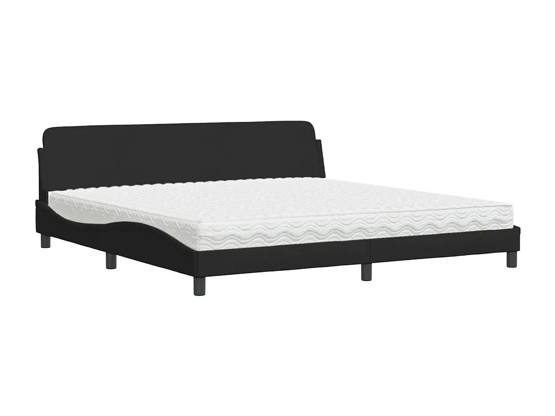 Lit avec matelas Dover noir 200x200 cm tissu