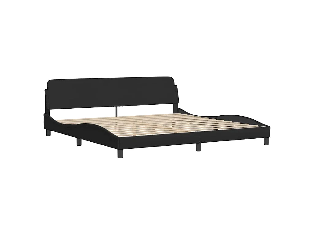 Lit avec matelas Dover noir 200x200 cm tissu