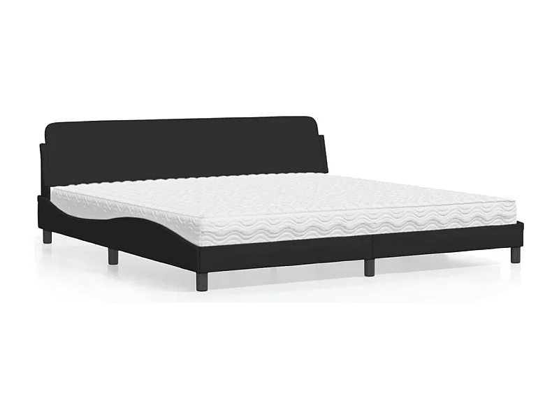Letto con Materasso Dover Nero 200x200 cm in Tessuto