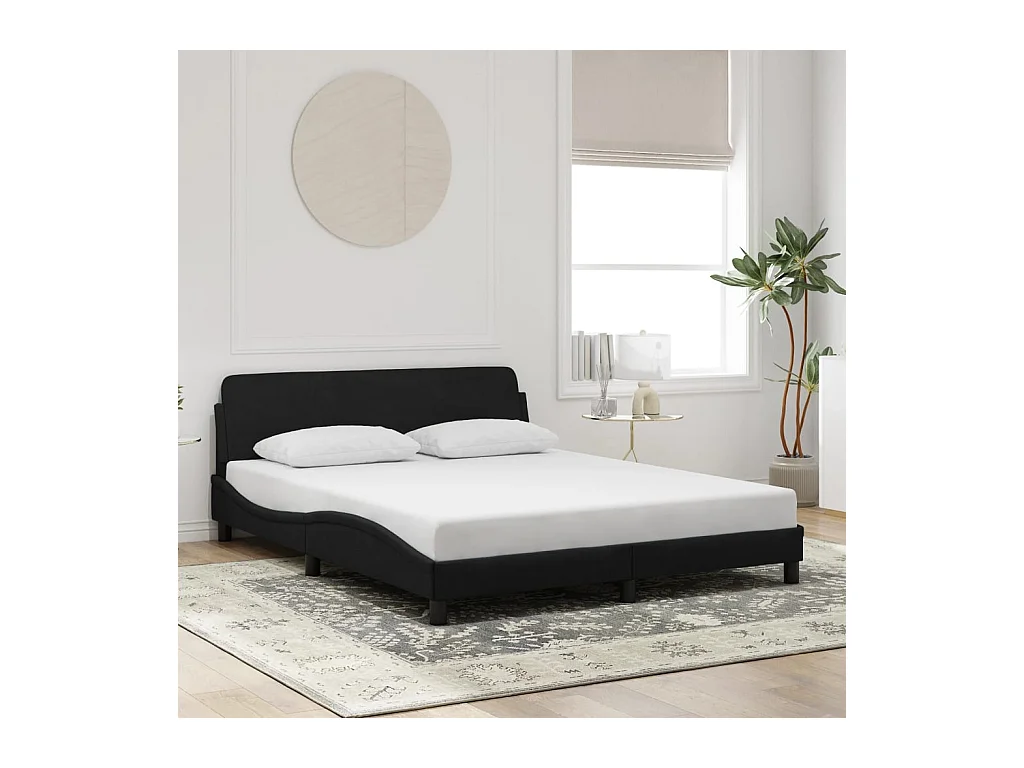 Cadre de lit sans matelas noir 160x200 cm velours