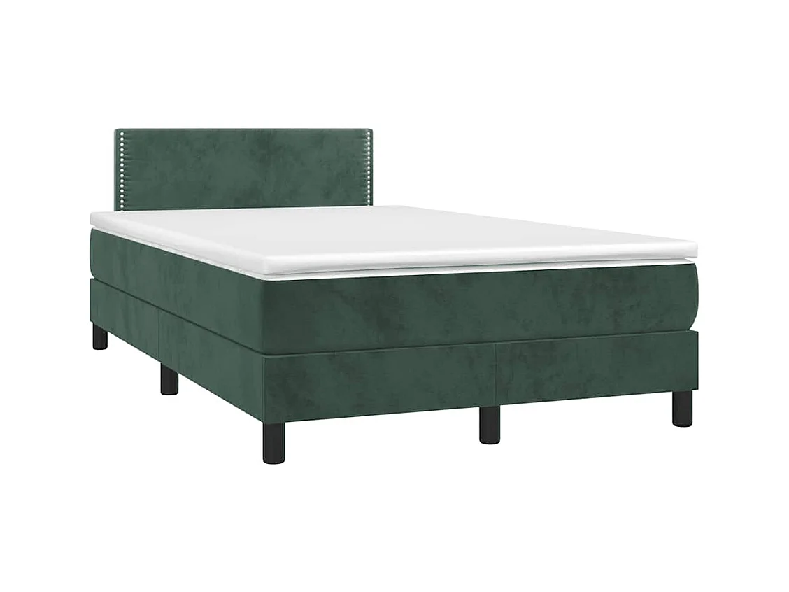 Sommier à lattes de lit avec matelas LED vert foncé 120x190 cm