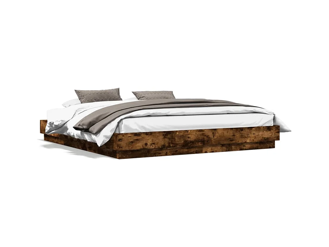 Cadre de lit avec LED sans matelas chêne fumé 180x200 cm