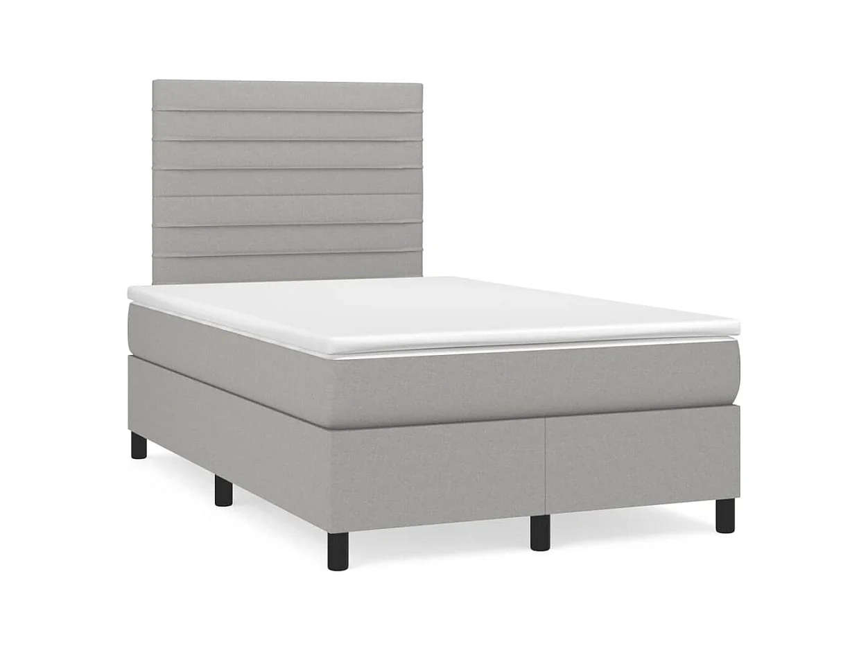 Sommier à lattes de lit et matelas gris clair 120x190 cm tissu