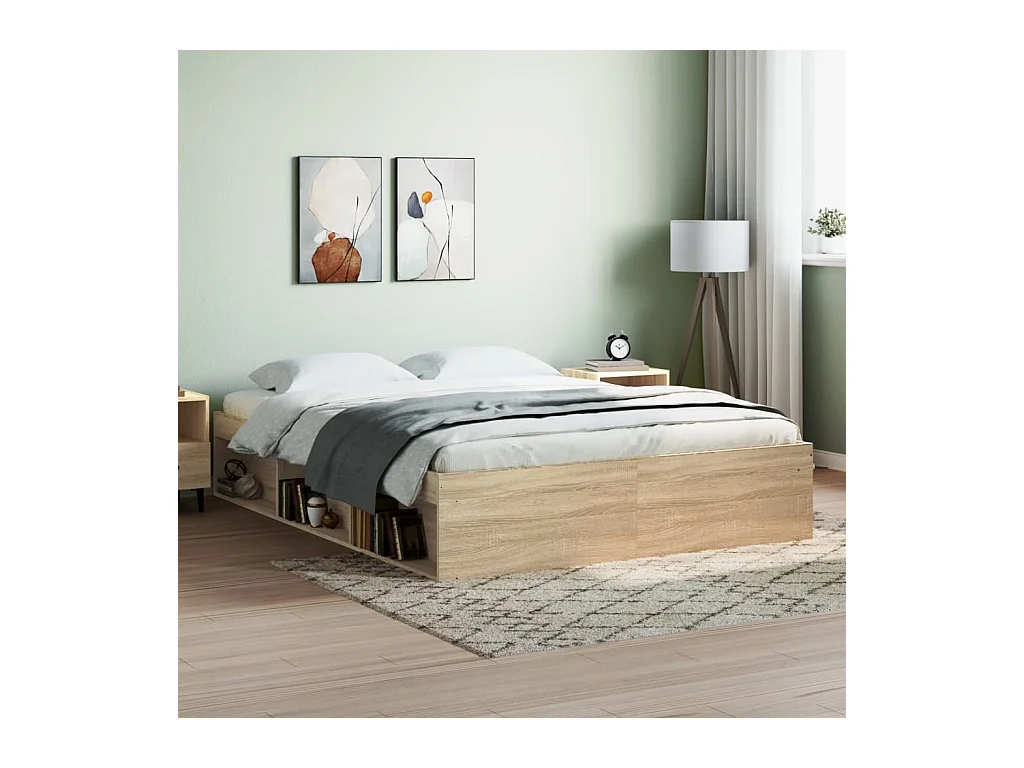 Cadre de lit sans matelas chêne sonoma 140x190 cm