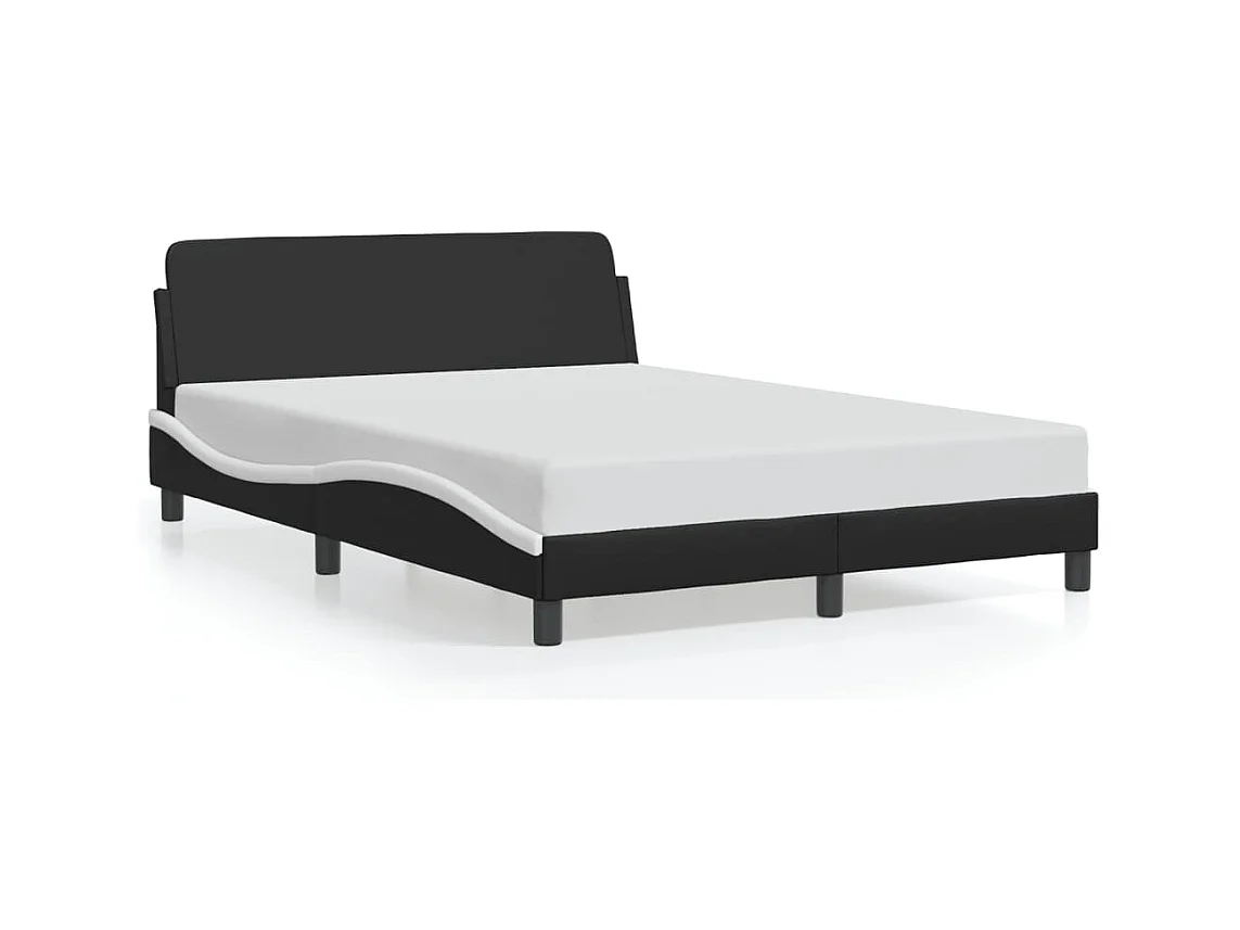 Cadre de lit sans matelas noir et blanc 140x200 cm similicuir