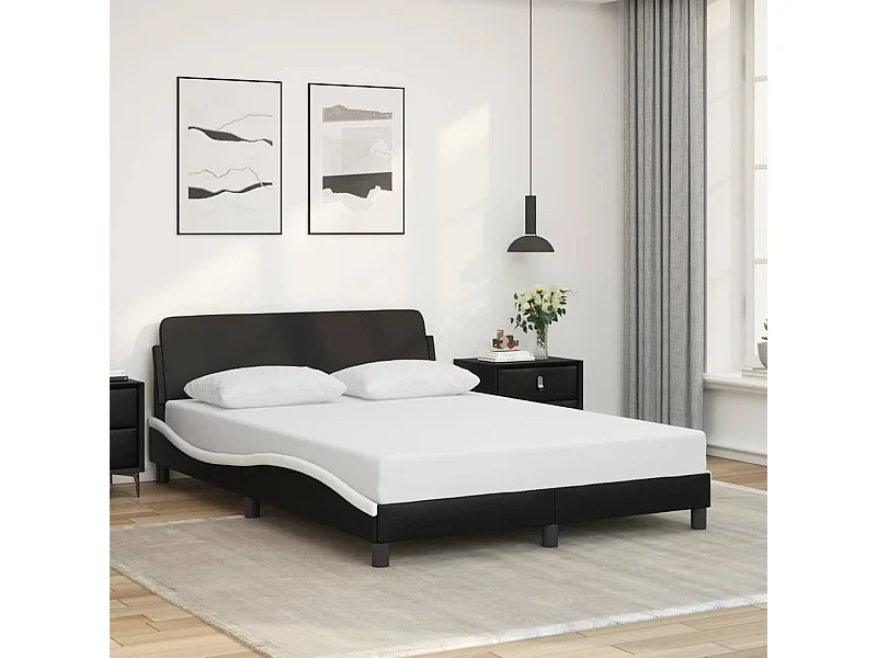 Bedframe "Dover" kunstleer zwart en wit 140x200 cm