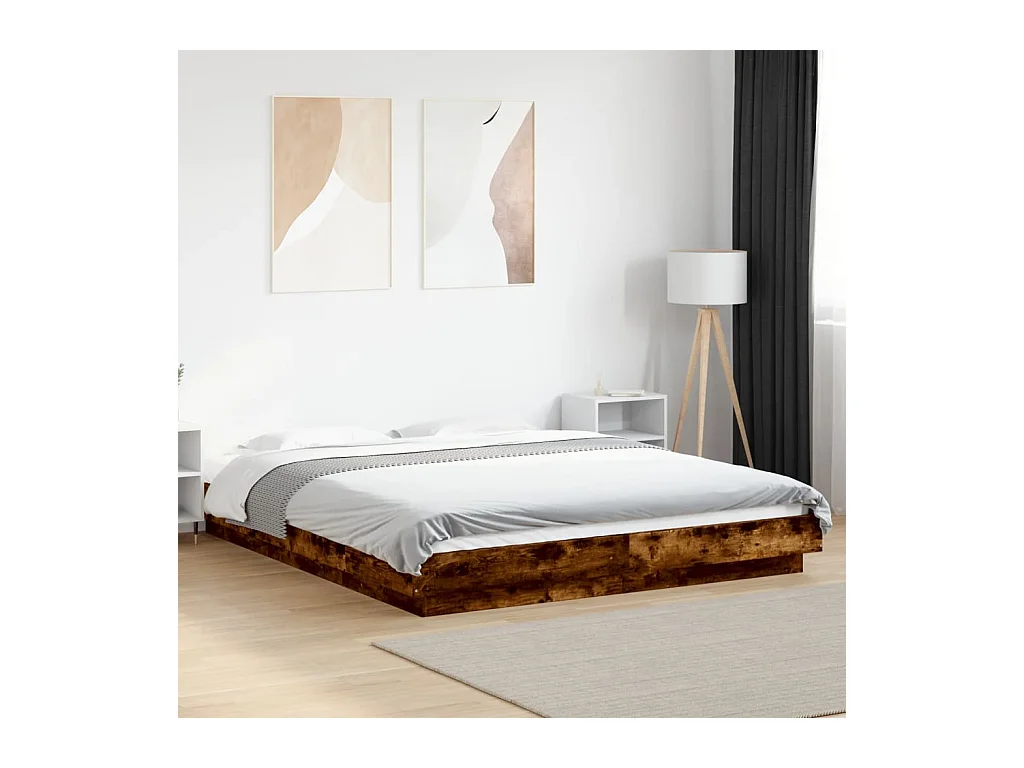 Cadre de lit sans matelas chêne fumé 150x200 cm