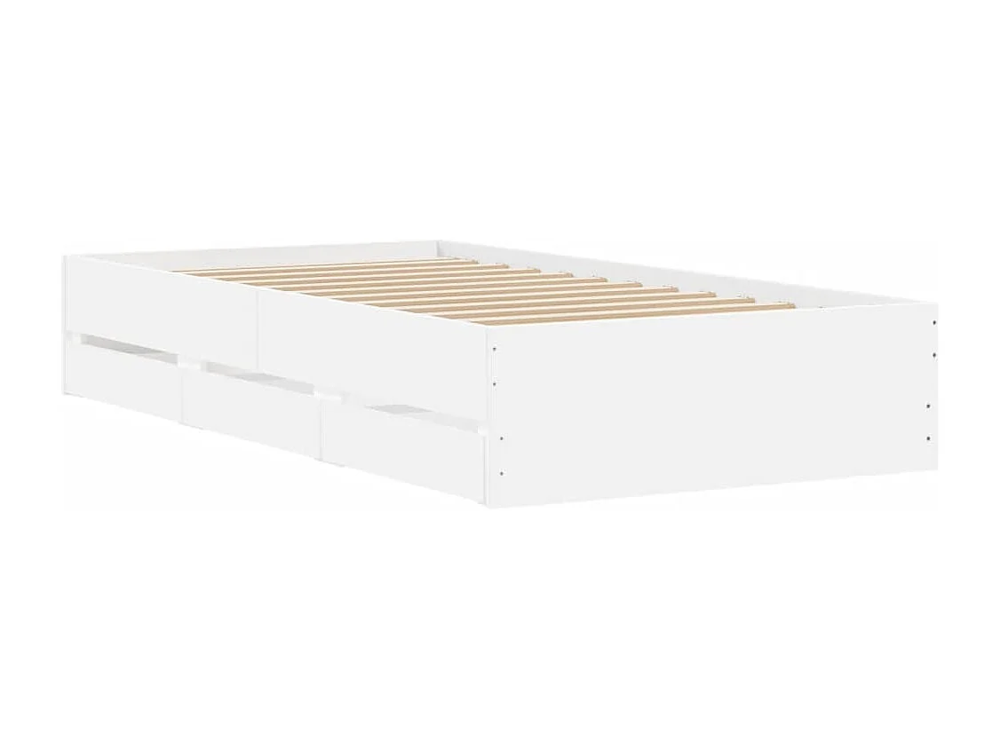 Cadre de lit avec tiroirs sans matelas blanc 90x200 cm
