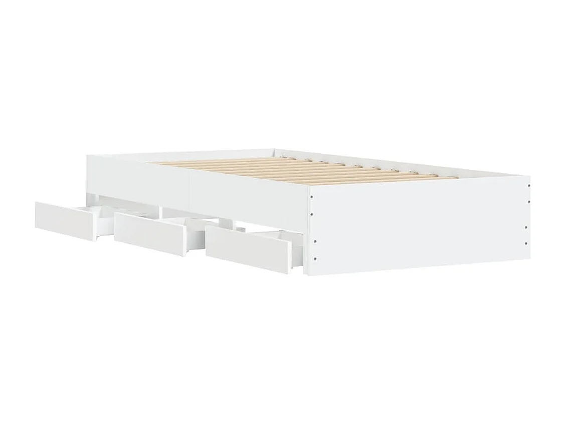 Cadre de lit avec tiroirs sans matelas blanc 90x200 cm