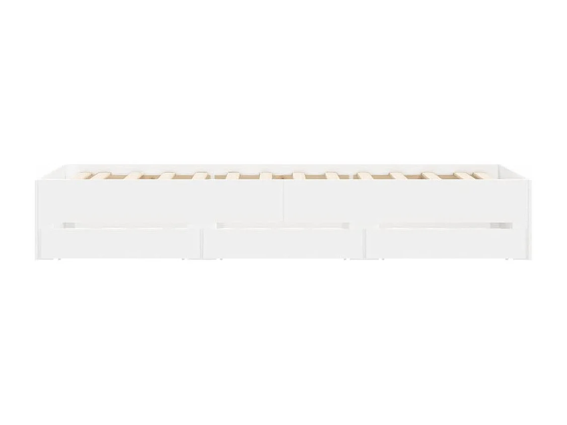 Cadre de lit avec tiroirs sans matelas blanc 90x200 cm