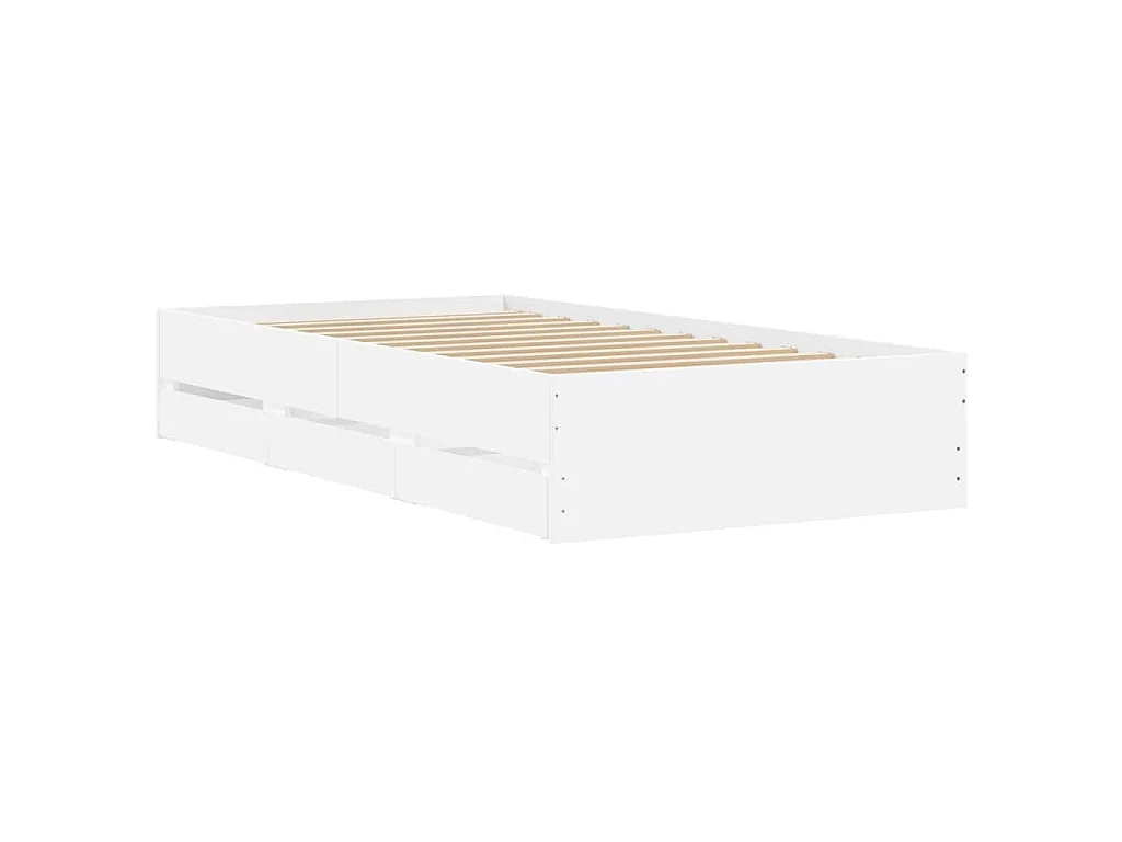 Cadre de lit avec tiroirs sans matelas blanc 90x200 cm