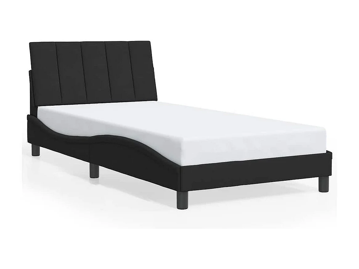 Cadre de lit sans matelas Hanko noir 100x200 cm velours
