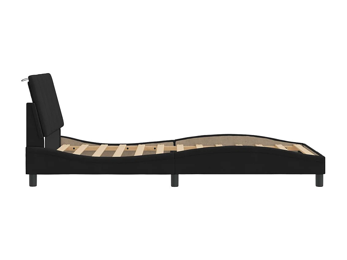 Cadre de lit sans matelas Hanko noir 100x200 cm velours