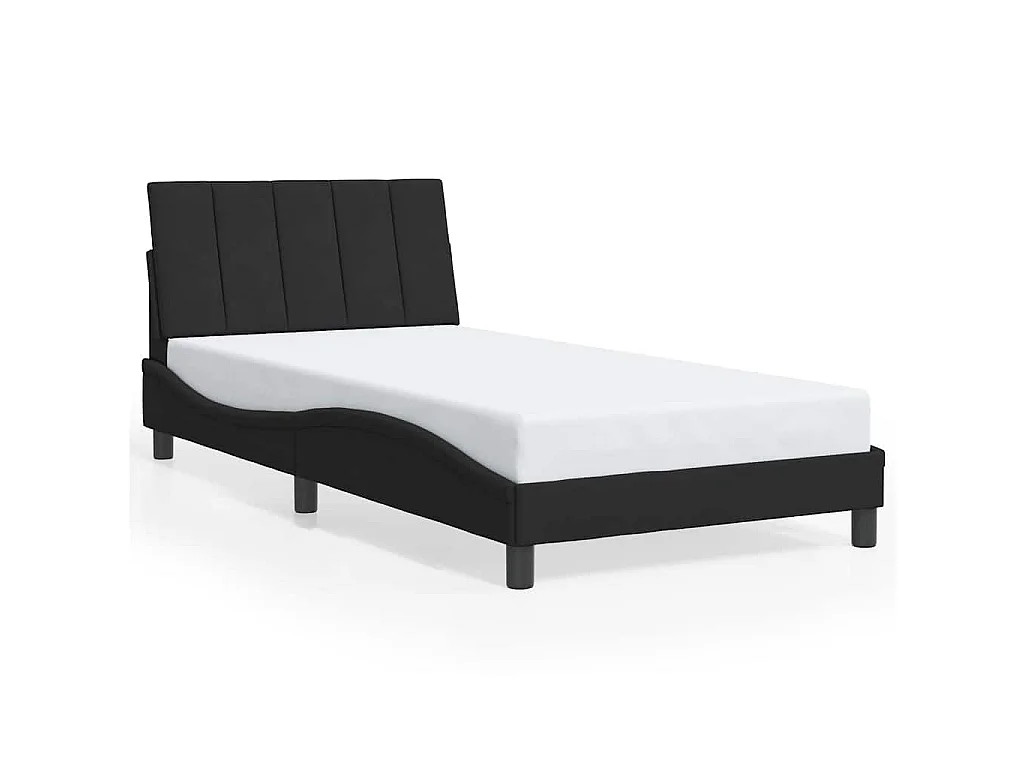 Cadre de lit sans matelas Hanko noir 100x200 cm velours