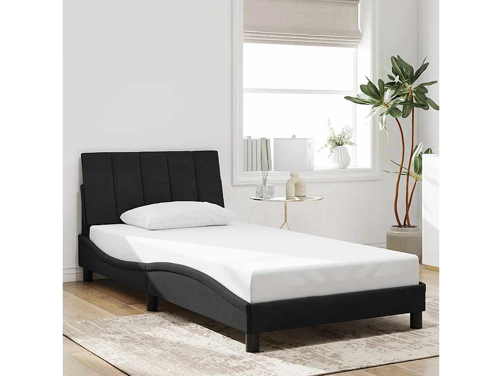 Cadre de lit sans matelas Hanko noir 100x200 cm velours
