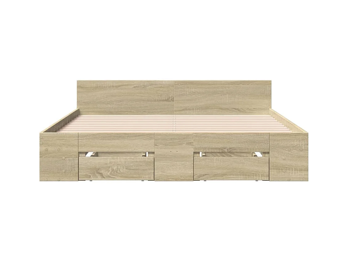 Cadre de lit avec tiroirs sans matelas chêne sonoma 120x190 cm