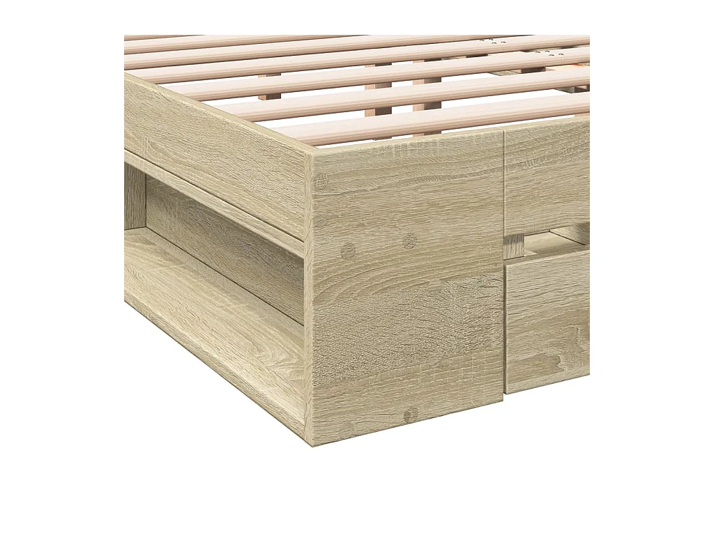Cadre de lit avec tiroirs sans matelas chêne sonoma 120x190 cm