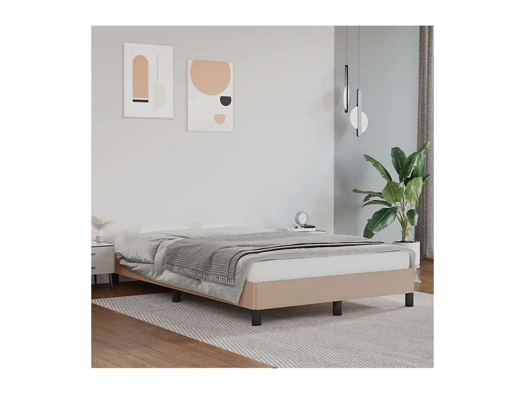 Bettgestell Cappuccino-Braun 120x190 cm Kunstleder