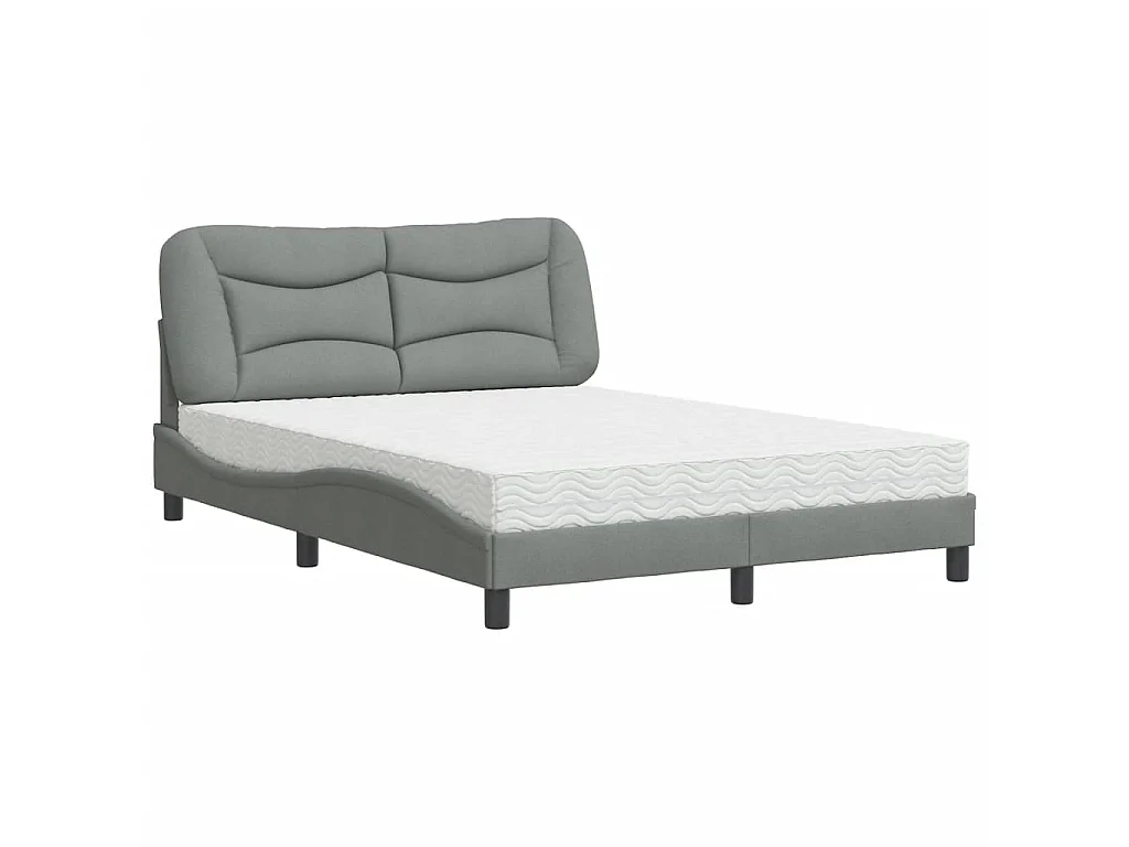 Lit avec matelas Hvar gris clair 120x200 cm tissu
