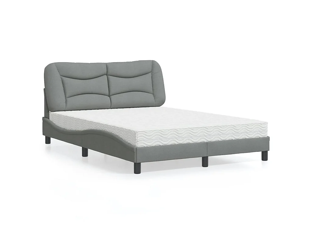 Lit avec matelas Hvar gris clair 120x200 cm tissu