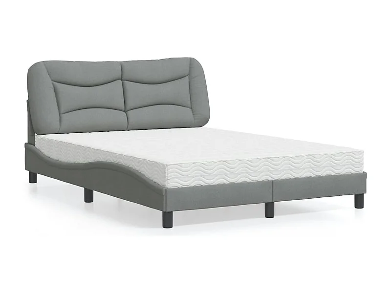 Lit avec matelas Hvar gris clair 120x200 cm tissu