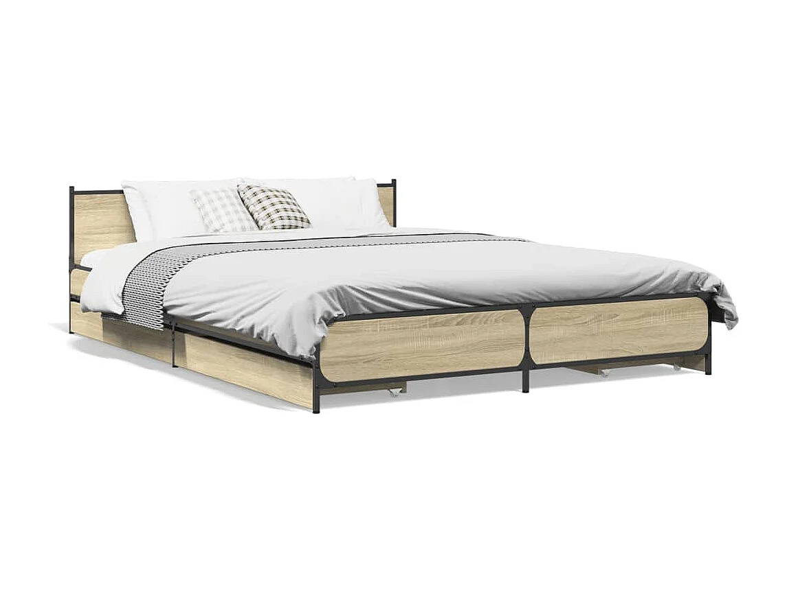 Bedframe met lades bewerkt hout sonoma eikenkleurig 120x200 cm