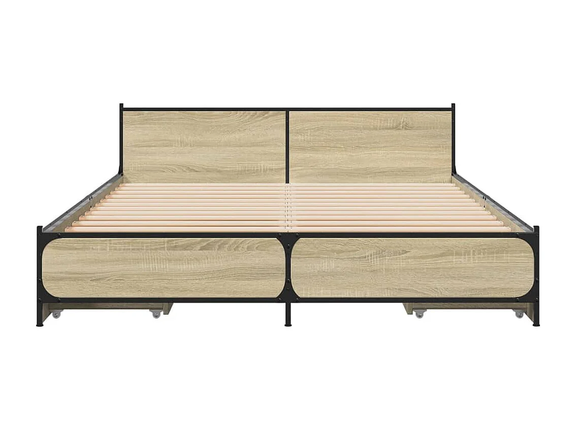 Bedframe met lades bewerkt hout sonoma eikenkleurig 120x200 cm