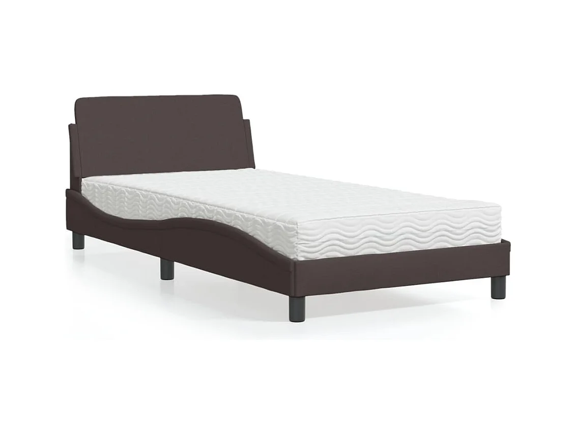 Bed met matras "Dover" stof donkerbruin 100x200 cm