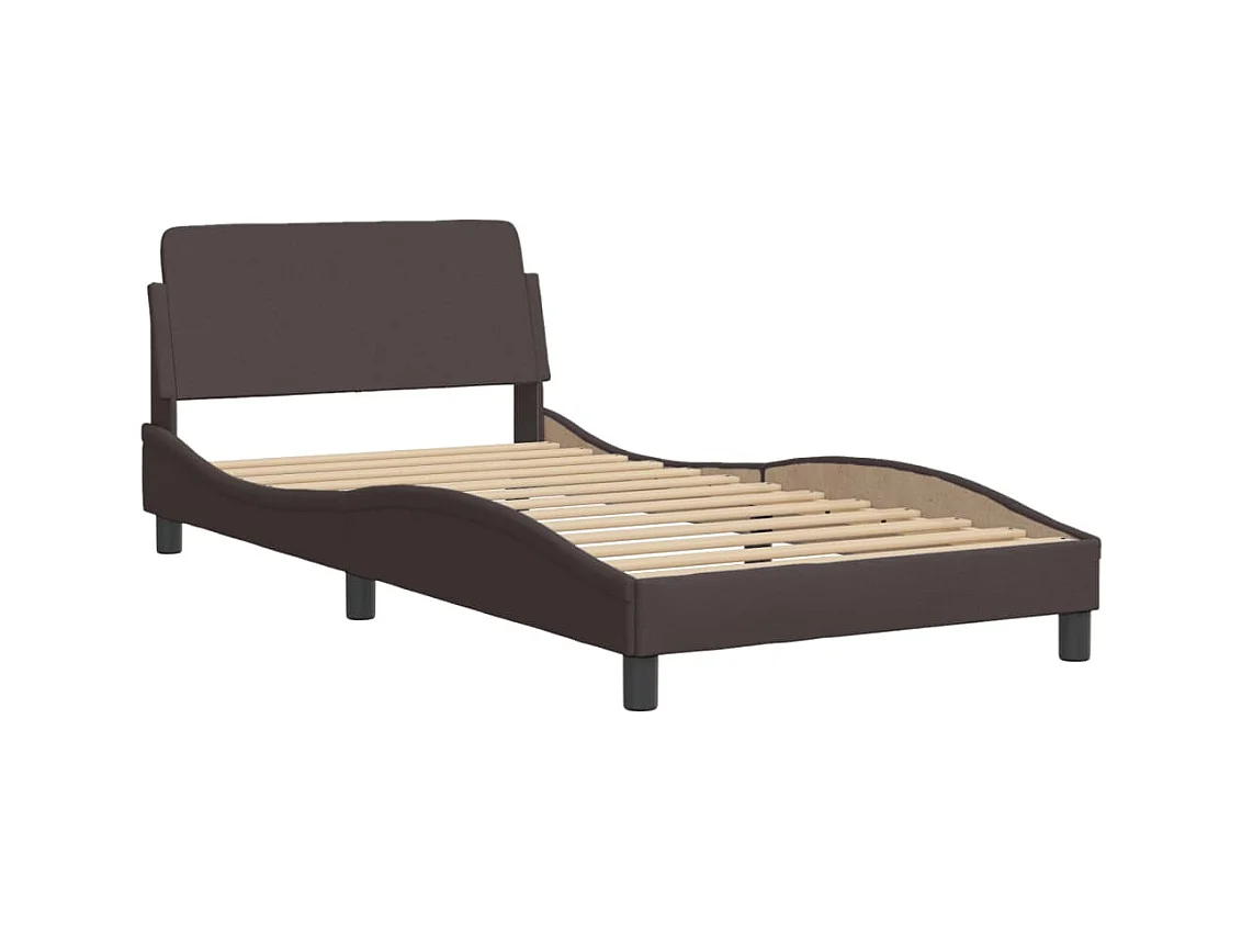 Bed met matras "Dover" stof donkerbruin 100x200 cm