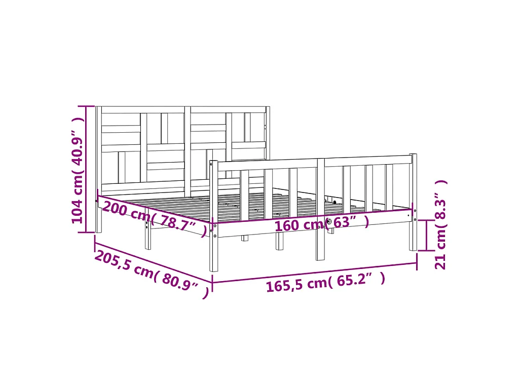 Giroletto senza Materasso 160x200 cm in Legno Massello di Pino