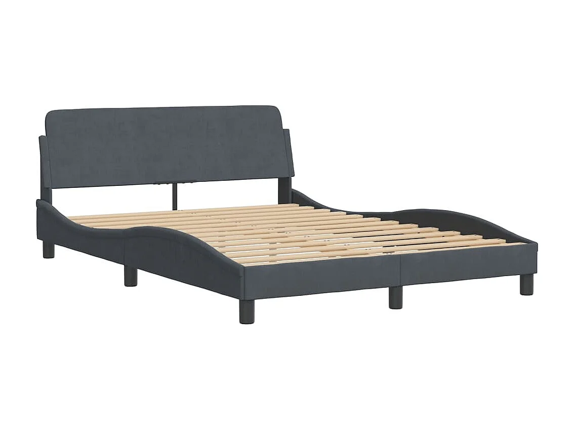 Cama con colchón Dover terciopelo gris oscuro 140x190 cm