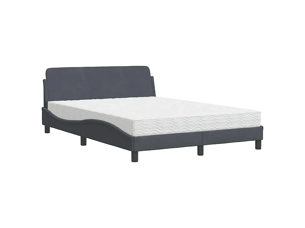 Cama con colchón Dover terciopelo gris oscuro 140x190 cm