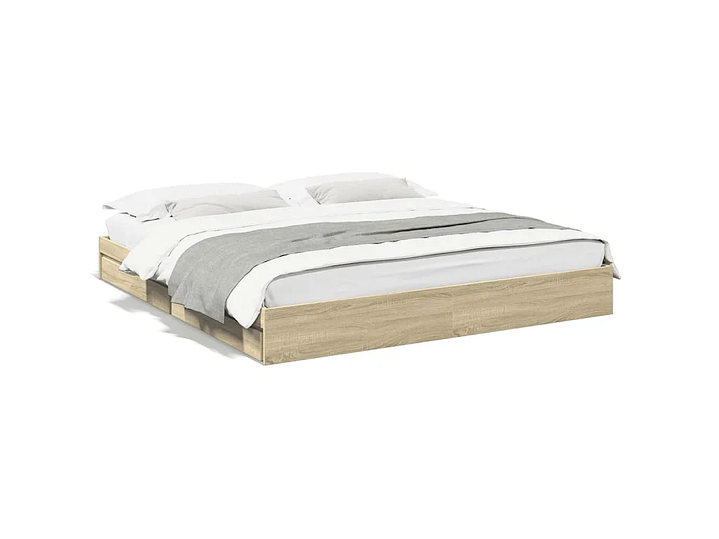 Cadre de lit avec tiroirs sans matelas chêne sonoma 180x200 cm