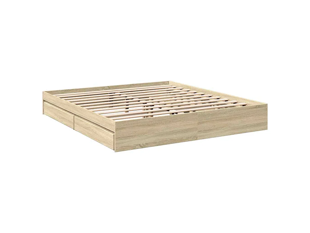 Cadre de lit avec tiroirs sans matelas chêne sonoma 180x200 cm