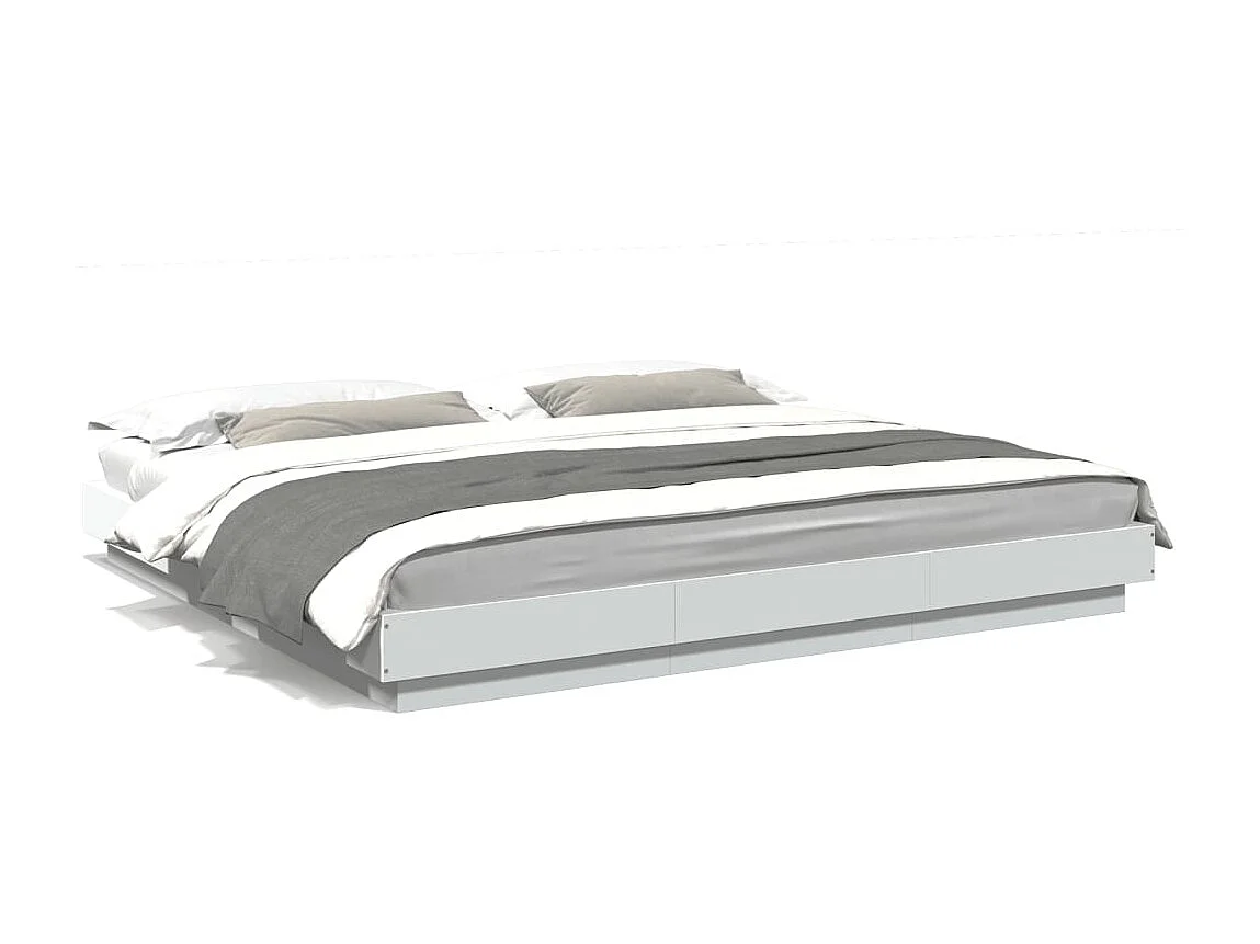 Cadre de lit sans matelas blanc 200x200 cm