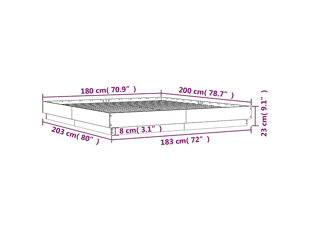 Cadre de lit sans matelas blanc 180x200 cm