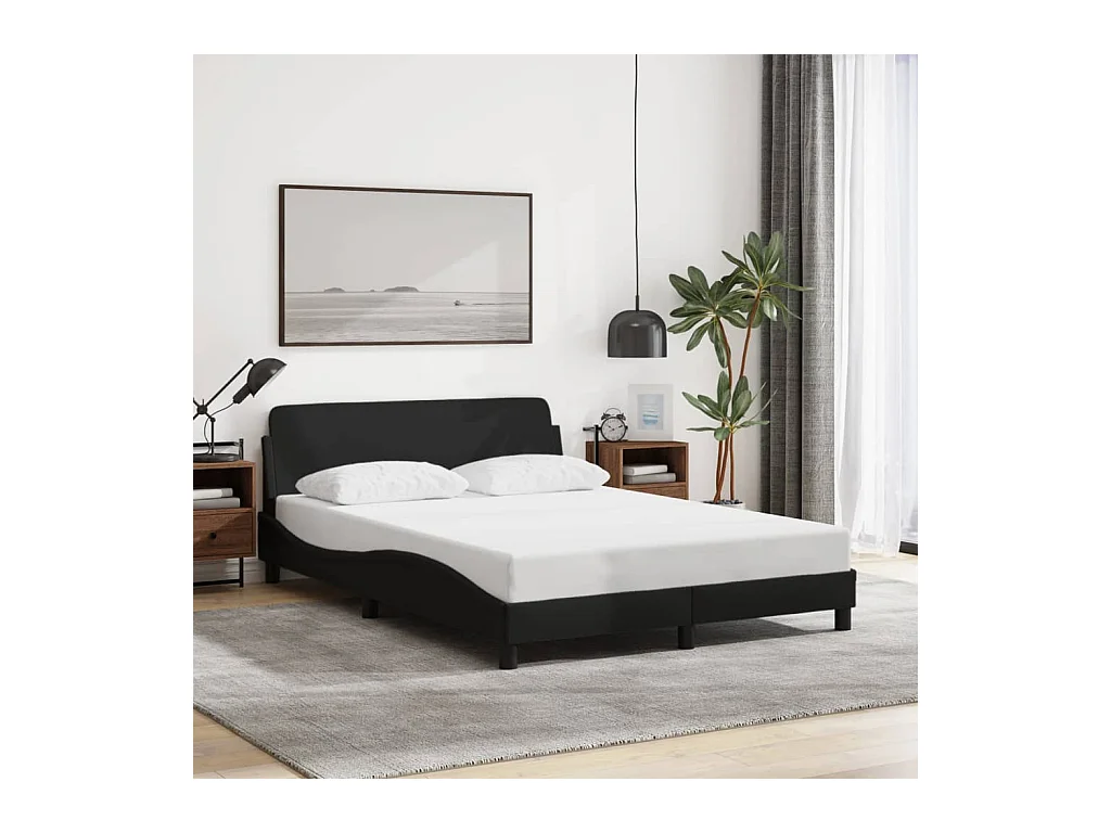 Cadre de lit sans matelas noir 120x200 cm tissu